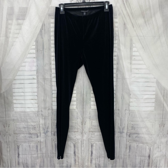 NEW Eileen Fisher XS Black Velvet Pants Leggings Elastic Waist Pull On Ankle - Picture 1 of 7